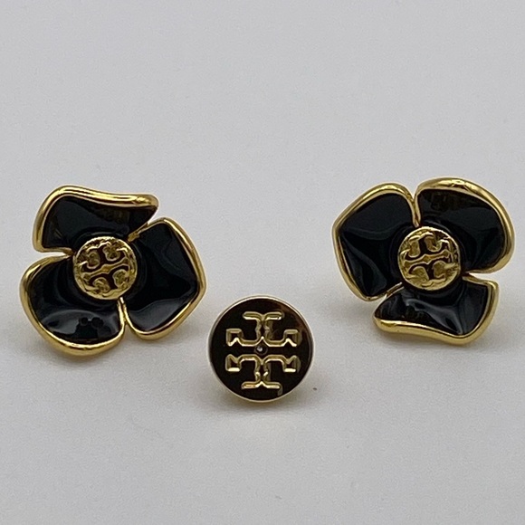 Tory Burch Jewelry - Tory Burch black enamel flower studs. new